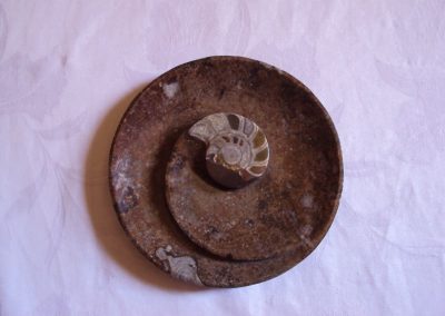 Ashtray with ammonite